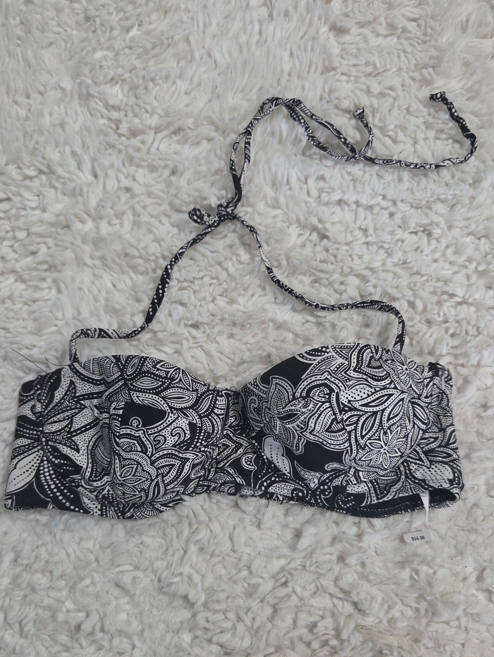 new directions Black and White Paisley Bandeau Bikini Top